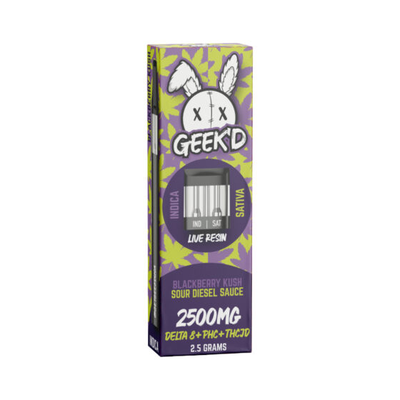 geekd-thc-vape-live-resin-d8_phc_thcjd-disposable-blackberry-kush-2-5g-560x560-1 Geek'd - THC Vape - Live Resin D8 + PHC + THCJD Switch Disposable - Blackberry Kush & Sour Diesel Sauce - 2.5g
