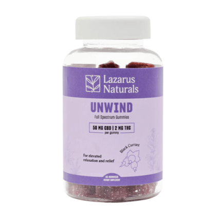 Lazarus Naturals - CBD Gummies + THC - Unwind Black Currant - 40 Count