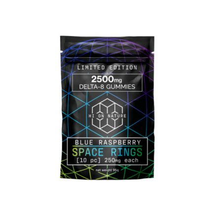 THC Edibles - Blue Raspberry D8 Gummy Space Rings - 250mg - By Hi On Nature