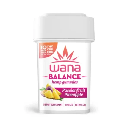 Wana Balance 10mg THC CBD CBG Gummies passionfruit pineapple