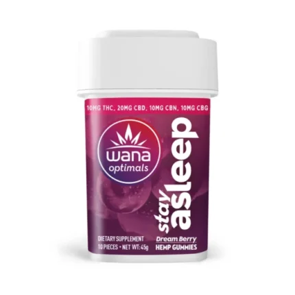Wana Optimals Stay Asleep 10mg THC CBN CBG. 20mg CBD - Dream Berry