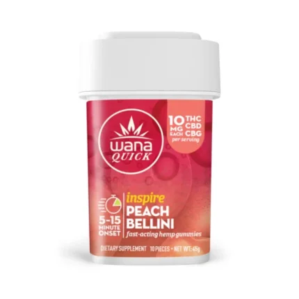 Wana Quick Inspire 10mg THC CBD CBG Gummies - Peach Bellini